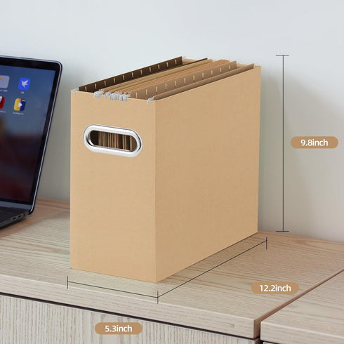 Oterri Small File Organizer, Collapsible Cardboard File Box for Letter Size, Portable with Handle