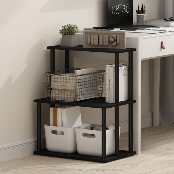 Furinno Turn-N-Tube 3-Tier Printer Stand, Toolless Multipurpose Display Storage Shelf, Americano/Black