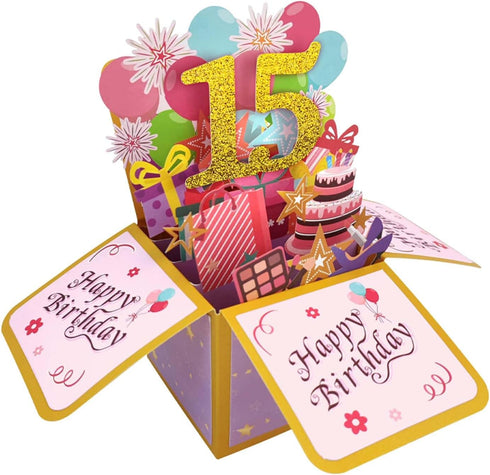 Asmallgf Sweet 15th Birthday Popup Card for Him Her, Naughty Fifteen Bday Gifts