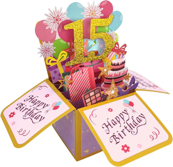 Asmallgf Sweet 15th Birthday Popup Card for Him Her, Naughty Fifteen Bday Gifts