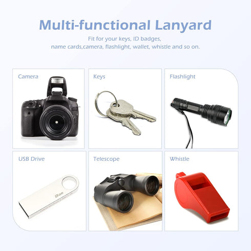 Heavy Duty Neck Lanyard Keychain for Men Women, Black Parachute Rope Necklace with HK Clip for ID Card Holder