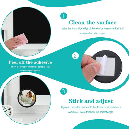DOPENSPI 4PCS 2.3" Cubicle Mirror, Adjustable Cubicle Mirror to See Behind You Monitor Mirrors Rear View Convex