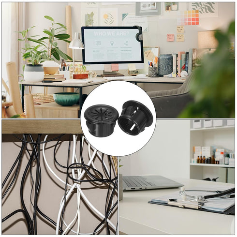 18Pcs Grommet Grommet 0.51"(13mm) Grommet uxcell Desk Black, Snap Bushing with Shutter for Holes with Mounting, Round