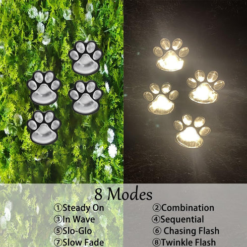 SKYINGFEW Set 4 Pack Paw Print Solar Lights - of Dog Animal Lights Waterproof,Paw Print Solar Lighting Outdoor Garden