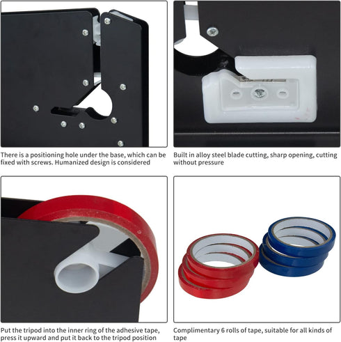 Steel Tape Bag Sealer with Trimmer, 6 Rolls of Tape, Heavy Duty Dispenser for Ground Meat, Fruit, Greens