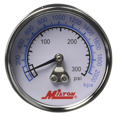 Milton High Pressure Dial Gauge, Brass, 1/4" NPT