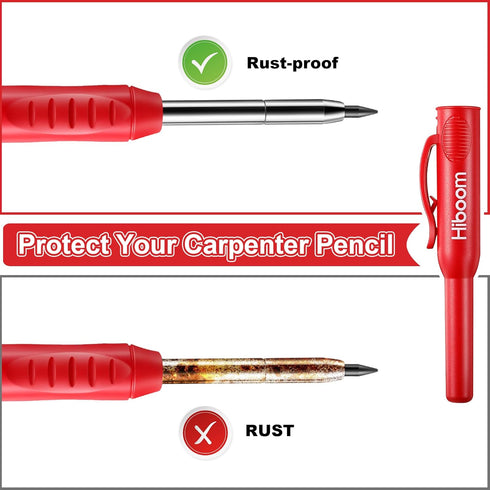 Hiboom 4 Pack Carpenter Pencils Set with 24 Refills, 2.8 mm Mechanical Pencil for Woodworking Marking