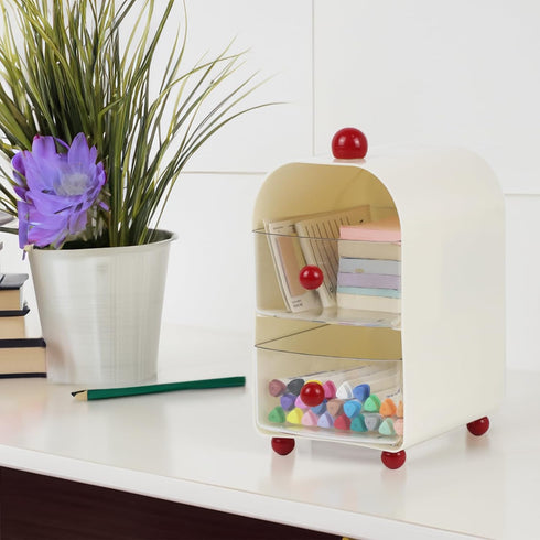 ZEXALOR Countertop Small Desk Organizer with Drawers for Makeup Nightstand Dresser Vanity Accessories,Tea Bag Holder