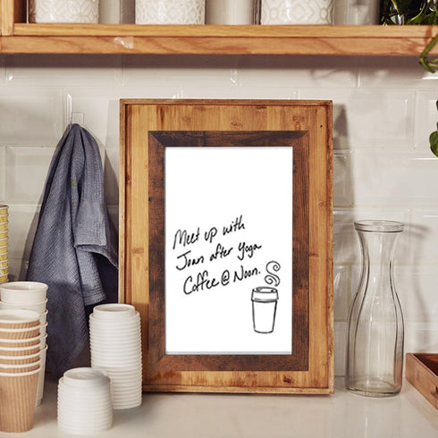 TORASO Dry Erase White Board - Magnetic Wall Board for Office/School/Home, Walnut Wood Frame, 7.9"x 11.8"