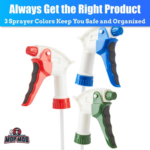 3 Pack. 22 Oz Leak Proof, High Capacity Spray Heads ONLY Fits Bottles (NOT Incl). Clear, Heavy Duty Plastic Sprayers