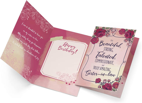 Prime Greetings Birthday Card for Sister In Law, Eco-Friendly, Thick Card Stock with Premium Envelope, 5in x 7.75in