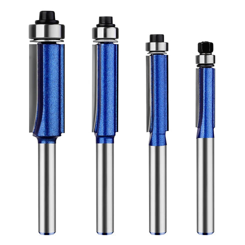 BAIDETS Straight Flush Trim Router Bits 1/4 Inch Shank, Top Bearing Flush Trim