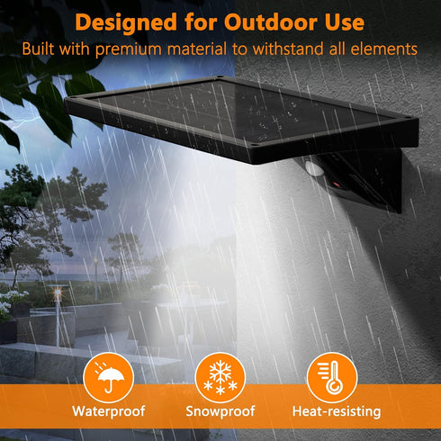 1050Lm IP65 2 104 3-Mode 120 Solar Wall Light Outdoor, Waterproof Type Optical Lens LED Lighting Wall Light with Fast