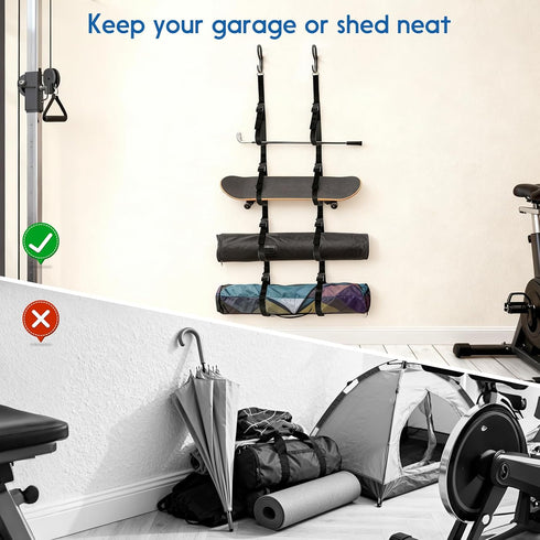 Camping Chair Wall Storage for Garage, Wall Storage Rack, Mounted Organizer System with Quick Release Buckles