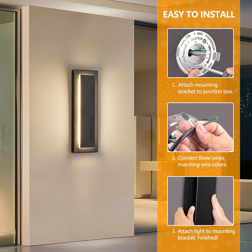 1 Pack 15.7'' 3000K, tewei LED Outdoor Wall Lights, Modern Outdoor Indoor Wall Sconce Large Exterior Lighting Fixtures
