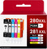 MR.INK Compatible Ink Cartridge for Canon 280XL 281XL 280XXL 281XXL, 5-Pack for TR8620a TR8520 TR8620 TR8600 TR7520