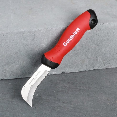 Goldblatt Linoleum Knife - Stainless Steel Roofing & Flooring Knife, Soft-grip Handle, Hook Knife for Cutting Carpet