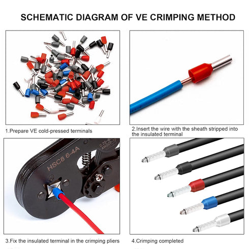 Baomain 450pcs Copper Crimp Connector Kit, Insulated Ferrules in 5 Sizes and 5 Colors, AWG 22-14
