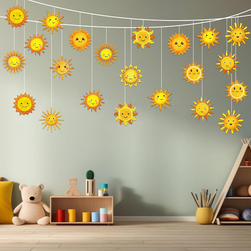 gisgfim 84 Pcs Sun Cutouts, 12 Designs Bulletin Board Cut Outs for Happy Sun Classroom Cut-Outs Spring Summer Party