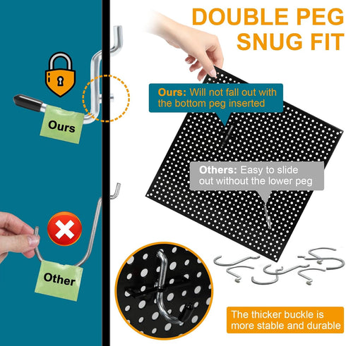 286PCS Pegboard Accessories Organizer Kit, Includes Pegboard Box for Various Tools, 1/8 and 1/4 inch Hooks Assortment