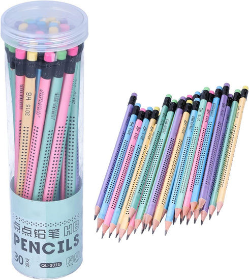 Triangular Cute Sharpened Pencils, Pencil Set with Eraser, Fat Thick Strong Graphite Pen, Non-slip Multi-color Writing