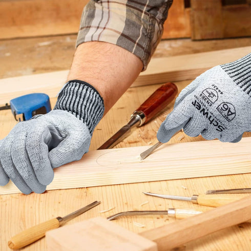 Schwer 3 Pairs AIR-SOFT Cut Resistant Gloves, ANSI A6 Cut Proof Work Gloves for Men and Women (L)