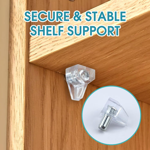 Oimyalsi 30 Pack 5mm (3/16'') Closet, Clear Shelf Pegs Shelf Pins with Extended Steel Inserts Transparent Support Pegs