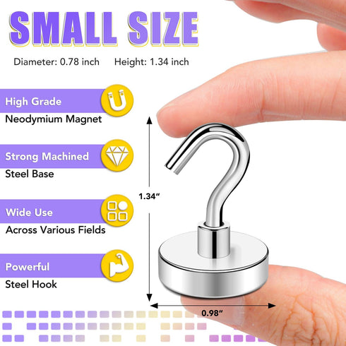 TRYMAG 25 Pack Heavy Duty Magnetic Hooks, 80Lbs+ Neodymium Magnets for Hanging, Toolbox, Grill, Cruise Cabin