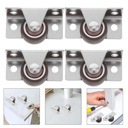 SHINEOFI 4pcs 1-inch Furniture Fixed Casters with Metal Top Plate, Silent TPR Small Wheels for Office Chair, Cabinet