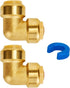 SUNGATOR 3/4-Inch PEX Elbow, Push Fit 90-Degree Plumbing Fitting with Disconnect Clip, 2-Pack, No Lead Brass