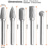 5Pcs Premium Tungsten Steel Carbide Rotary Burr Set - 1/4inch Shank Double Cut Carbide Burr Set for DIY Wood-Working