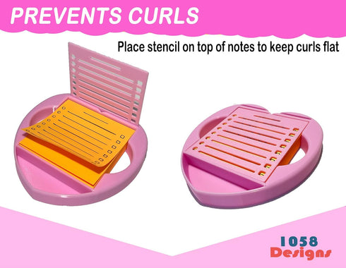 Heart Sticky Note Holder with Stencil PINK, Compatible with Post-It Notes, 3x3 Self Stick Note Pads, Office Desk