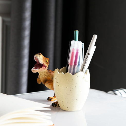 Dinosaur Pen Holder & Pencil Holder for Desk, Trex Desk Accessories, Jurassic Park Office School Supplies, Dino