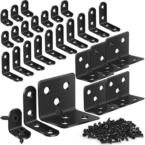 MAPVOLUT 25Pcs L Brackets for Shelves, 3 Sizes Angle Corner Braces Metal