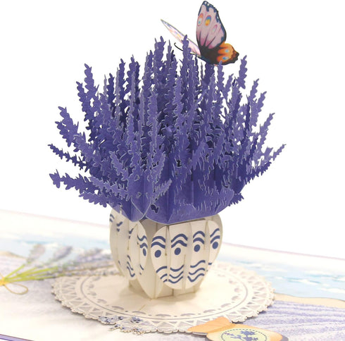 CUTE POPUP Enchanting Lavender Pop Up Card, Mesmerizing Purple Flower Design for Birthdays, Anniversaries, Mother's Day
