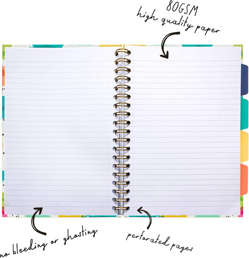 Pukka Pad Carpe Diem 5-Subject Double Spiral Bound Notebook 3-Pack - 200 Pages of 80GSM Paper with Repositionable