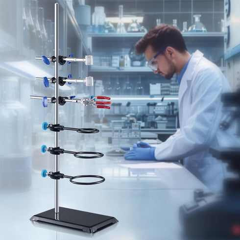 VEVOR Lab Stand Support Set, Steel Lab Stand 23.6" Rod with 8.3" x 5.7" Cast Iron Base