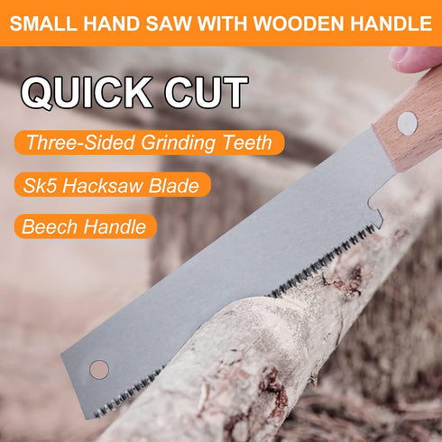 Small Hand Saw, 12inch Flush Cut Saw, Wooden Handle Flat Saw, Accurate Household Woodworking Tool for Garden, Pruning