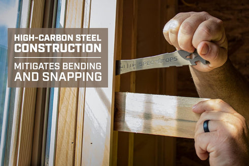 Spec Ops Tools 9.5" Trim Bar, High Carbon Spring Steel, Built in Ruler, Beveled Edges, Nail Puller, 3% Donated to Veterans, 2- Pack