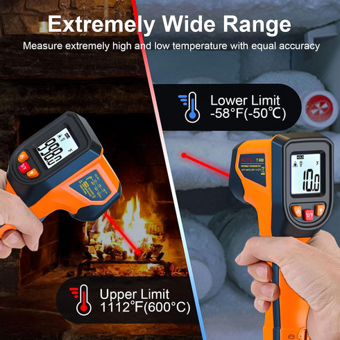Upgrade 2023 Laser Infrared Thermometer Non-Contact Digital Temperature Gun, -58?~1112?(-50?~600?) IR Thermometer for Industrial, Kitchen Cooking, Automotive, HVAC (Not for Human Body Temp)