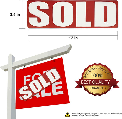 Sold Sign Rider for Realtors - Reusable Magnetic Sold Sign for Real Estate Agents by Office Products and Signs