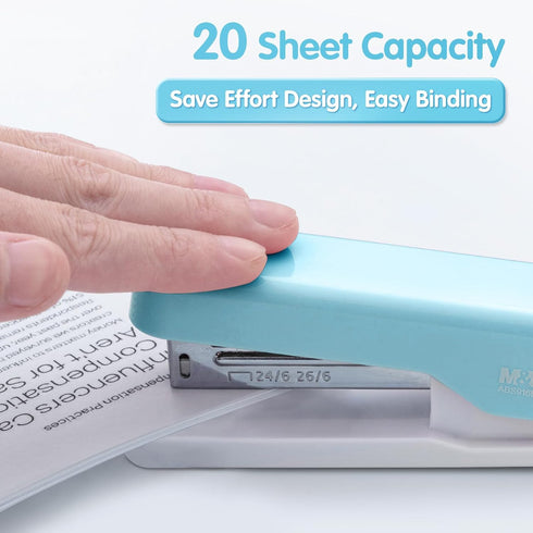 M&G Stapler Desktop Stapler, Small Cute Stapler, 1000 Staples, 20 Sheet Capacity, Portable for Office School Home (Blue)