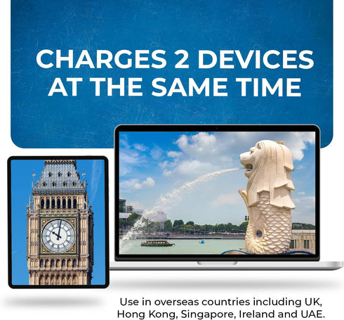 OREI USA to UK Travel Plug Adapter - Type G Compatible with UK, UAE, Hong Kong, Dubai - 2 in 1 UK Plug Adapter - 2 Pack