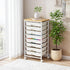 Wufuuoa 8 8-Tier Rolling Storage Cart with Drawers,Utility Cart on Wheels with Wooden Tabletop Craft Storage Trolley