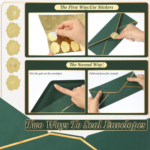 Jetec 100 Pcs #10 Colorful Business Mailing Envelopes with Gold Border and Stickers for Graduation Wedding Invitations