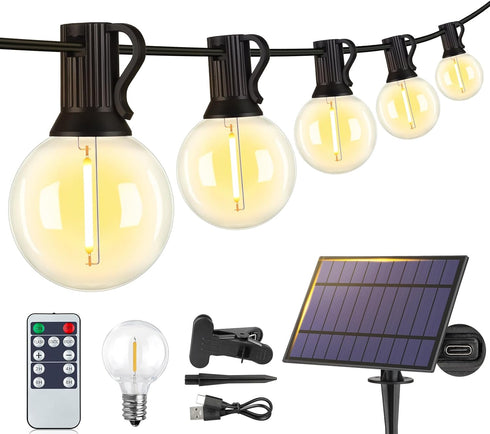 Larkvue 25FT Solar String Lights Outdoor with Remote, Waterproof Dimmable 3 Modes