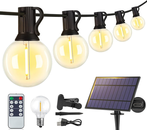 Larkvue 25FT Solar String Lights Outdoor with Remote, Waterproof Dimmable 3 Modes