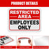 4 Pcs Restricted Area Employees Only Sign, 10 x 7 Inches, Rust Free Aluminum with Pre-Drilled Holes