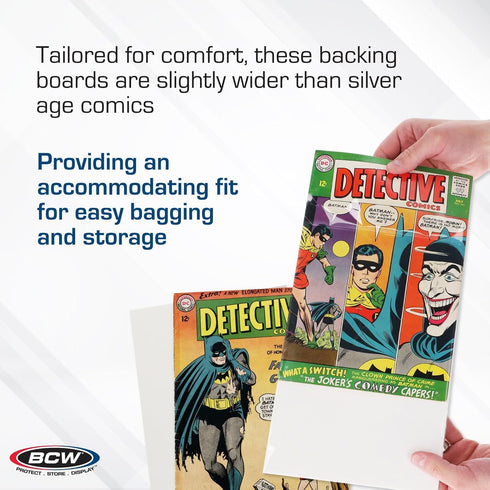 BCW Silver Comic Book Backing Boards 7" x 10.5" – 100 Pack, Certified Acid-Free