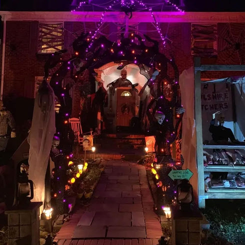 Purple and Orange Halloween Lights | 20FT 100 Count Incandescent Mini String Lights | Waterproof Decorations